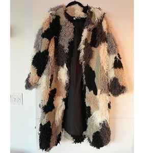 faux fur+shearling multi color patchwork coat 🧸